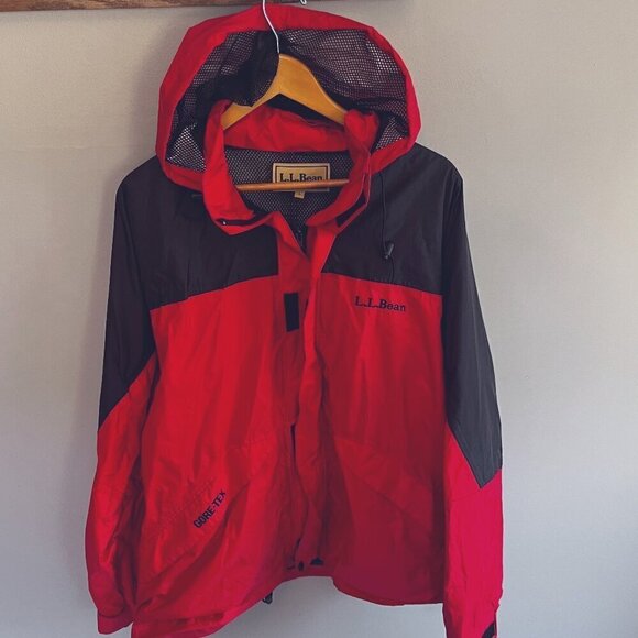 Vintage 90s L.L. Bean Men’s Red Black Jacket Coat Y2K Size Large Gore-Tex - Picture 1 of 16